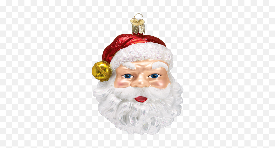 Jingle Bell Santa Glass Ornament 4 14 - Christmas Ornament Png,Santa Hat And Beard Png