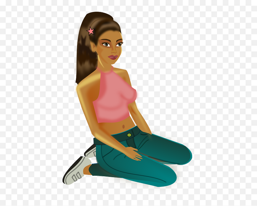 Girl Sitting Bluejeans Clip Art - Girl Sitting Clipart Png,Girl Sitting Png