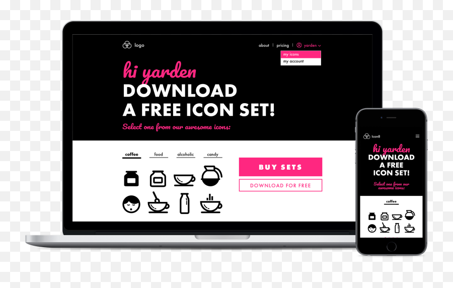Landing Page - Icon Purchase Platform On Behance Smart Device Png,Food Icon Sets