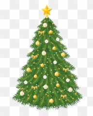 Christmas Tree Vector Png - Transparent Decorated