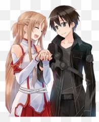 Asuna And Kirito Carry - all Pouch Cute Anime Couple png