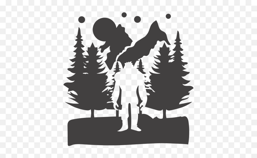 Bigfoot In Forest Mountain Cut Out - Transparent Png U0026 Svg Illustration,Forest Png
