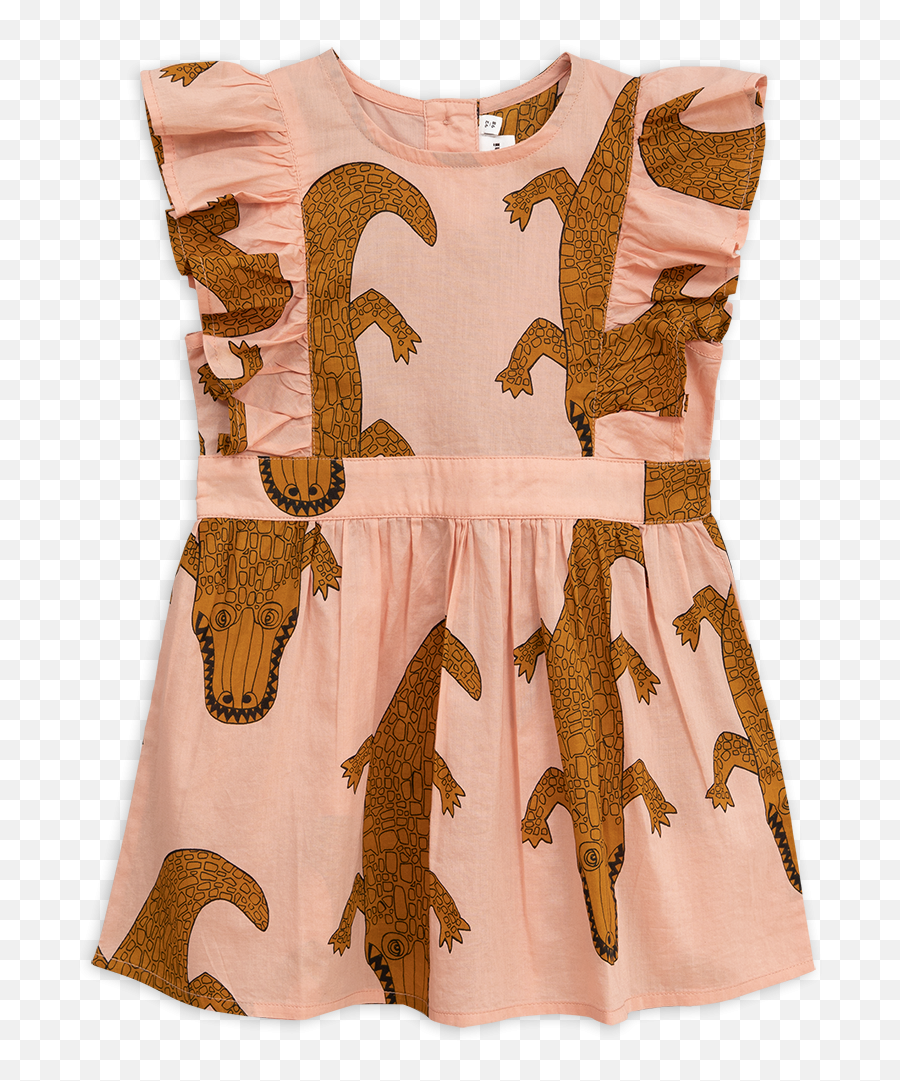 Pink Croco Woven Ruffle Dress - Mini Rodini Crocco Dress Png,Ruffles Png