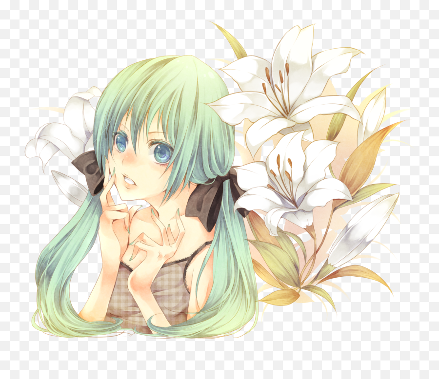 Flowers Hatsune Miku Transparent Vocaloid Konachancom - Anime Girls With Flowers With Transparent Background Png,Hatsune Miku Transparent