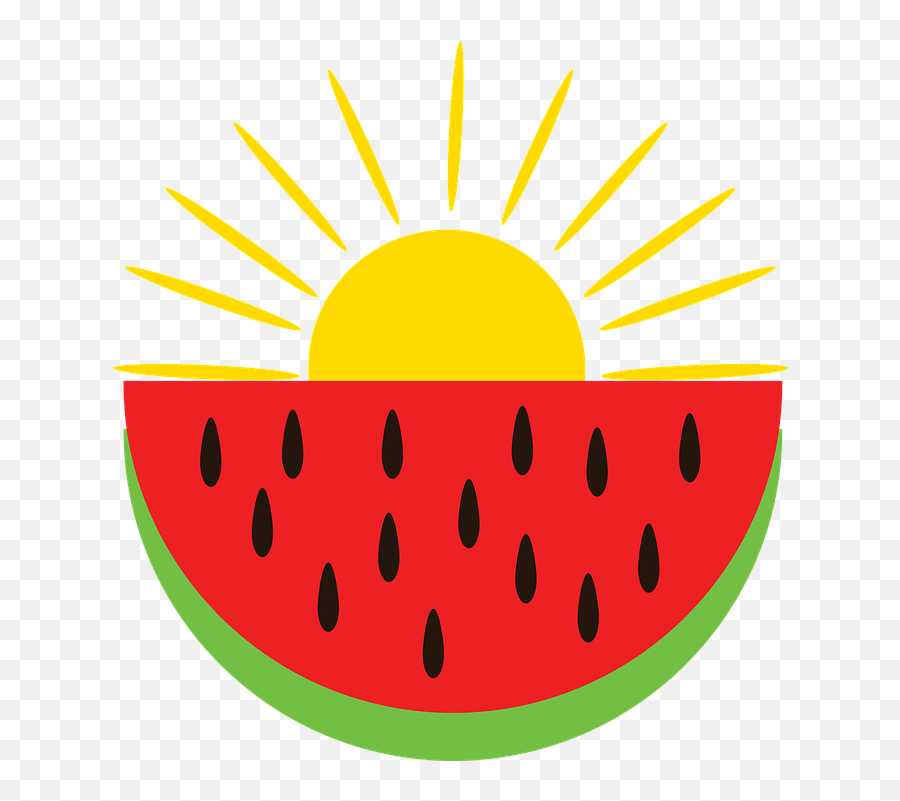 Red Sun Png - Red Watermelon The Sun Is Shining Summer Watermelon And Sun Clipart,Summer Sun Png