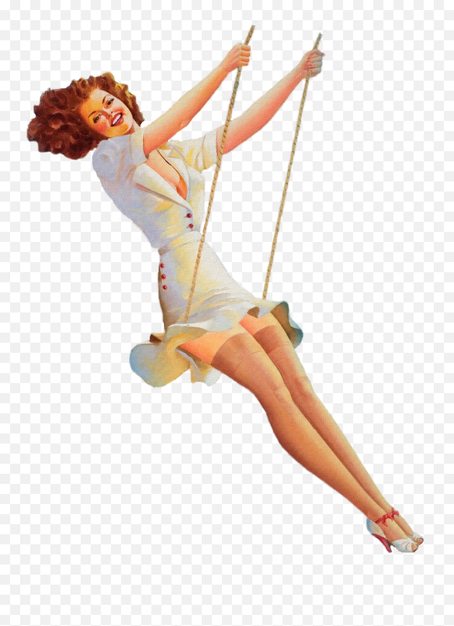 Vintage Woman Png - Pinup Swing Woman Vintage Pinup Vintage Pin Up Girl On A Swing,Pin Up Girl Png