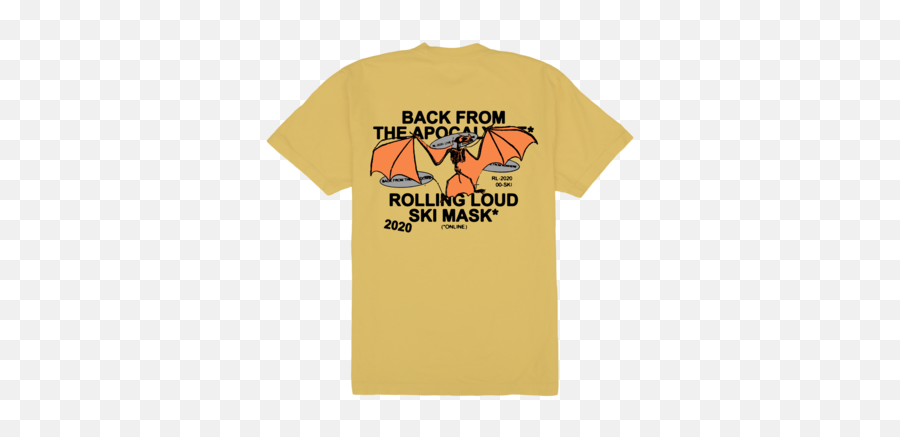 Ski Mask The Slump God X Rolling Loud Yellow Vintage T Shirt Png Transparent