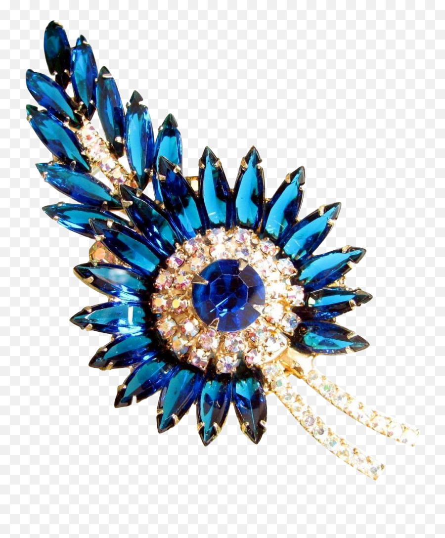 Vintage Du0026e Juliana Sapphire Rhinestone Pin Blue Aurora - Crystal Png,Aurora Borealis Png