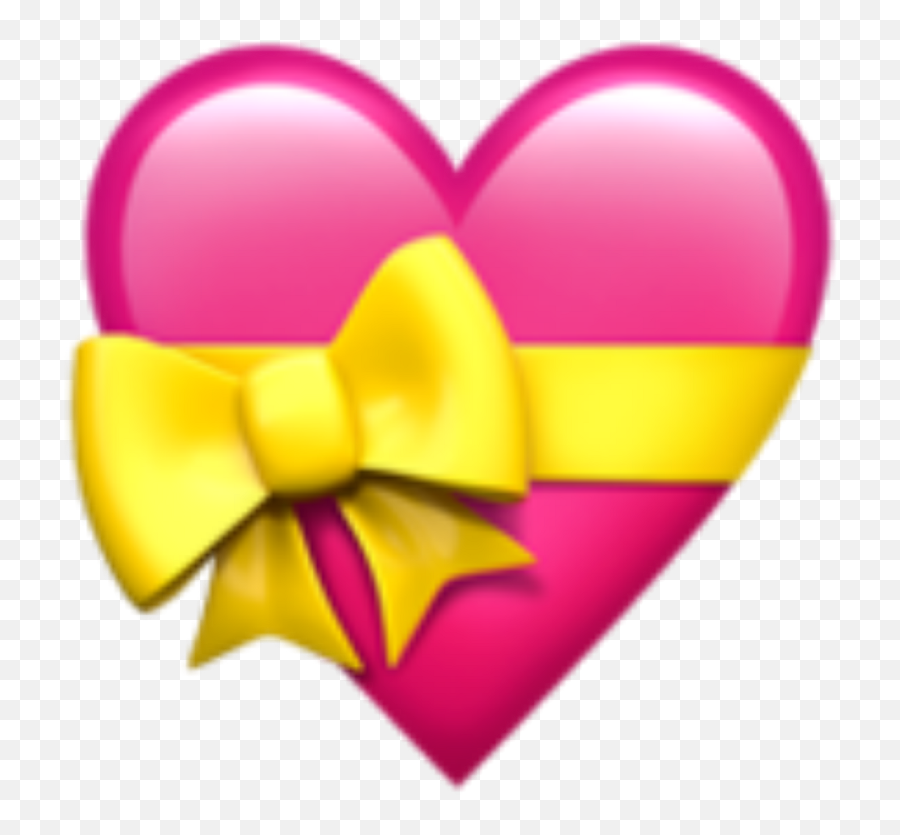 Yellow Bow Png - Pink Yellow Bow Heart Emoji Heart Heart With Bow Emoji,Heart Emojis Transparent