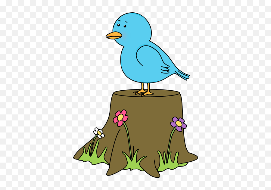 Bird - Bird On A Tree Stump Image Cartoon Bird Sitting On Tree Png,Stump Png