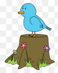 Bird - Bird On A Tree Stump Image Cartoon Bird Sitting On Tree Png,Stump Png