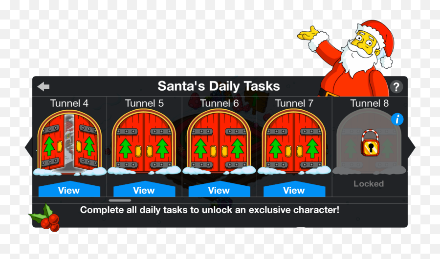 Santa Daily Tasks Elf Tunnels 17the Simpsons Tapped - Fictional Character Png,Tunnel Bear Icon