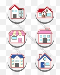 Color Cute House Icon Vector Ai Free Download - Pikbest Cute House Icon png