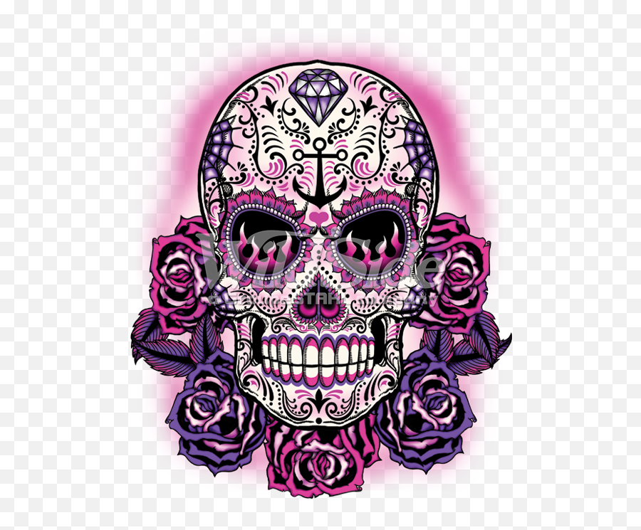 Download Hd Pink Sugar Skull - Pink And Purple Sugar Skull Transparent Png Sugar Skull,Sugar Transparent Background
