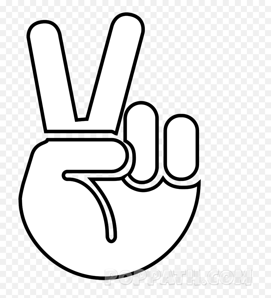 How To Draw A Victory Emoji U2013 Pop Path - Black And White Victory Hand Emoji Png,Finger Emoji Png