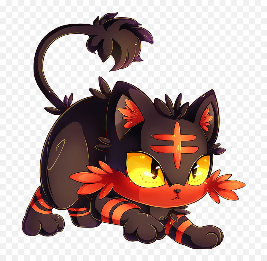 Pokemon - Orange And Black Cat Pokemon Png,Litten Png
