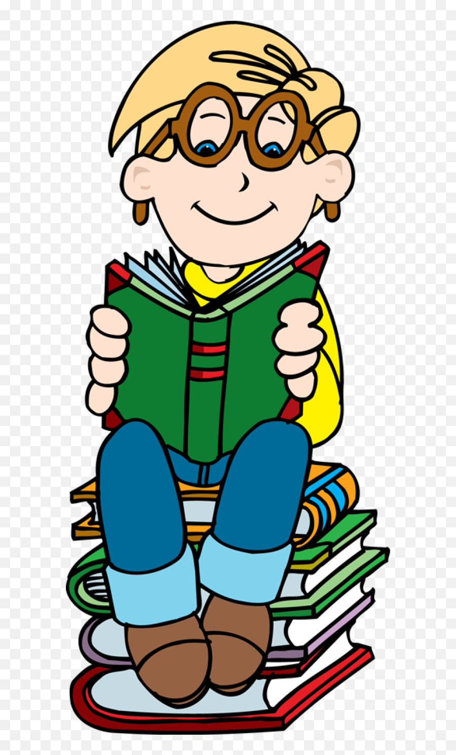 Boy Reading - Clipart Reading Book Clipart Png,Stack Of Books Transparent