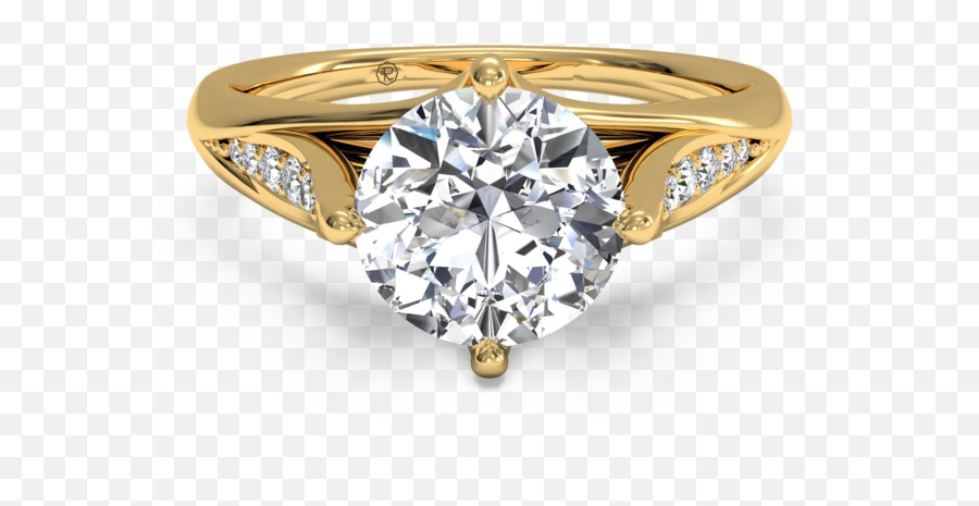 Modern Tulip Pave Engagement Ring In 18k Yellow Gold - Diamond Gold Ring Png,Gold Ring Png