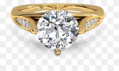 Modern Tulip Pave Engagement Ring In 18k Yellow Gold - Diamond Gold Ring Png,Gold Ring Png