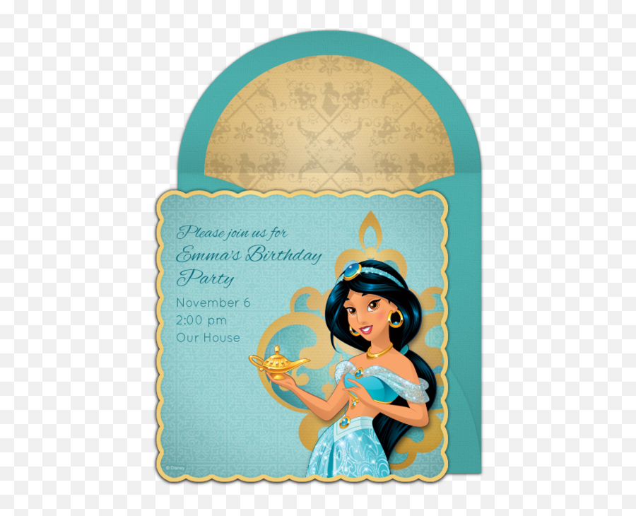 Princess Jasmine Free Birthday Party - Blank Princess Jasmine Birthday Invitations Png,Princess Jasmine Png