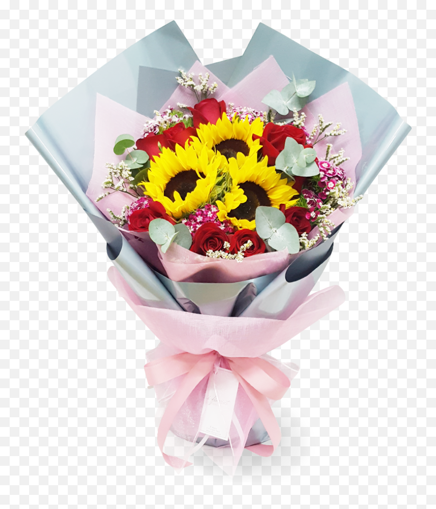 Sunflower And Rose Bouquet - Bouquet Of Flowers Sunflower Png,Bouquet Png