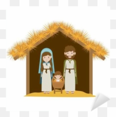 Sticker Holy Family Icon Nativity Merry Christmas Season - Simple Manger Scene Clipart png