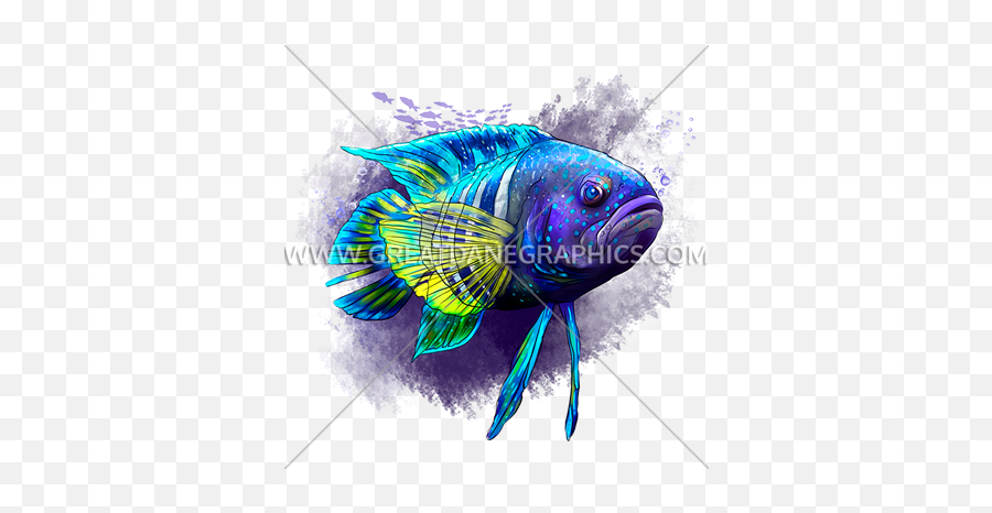 Tropical Blue Fish Production Ready Artwork For T - Shirt Coral Reef Fish Png,Tropical Fish Png