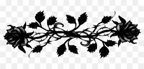 Rose Vine Flower Thorns Spines And Prickles Clip Art - Black Png