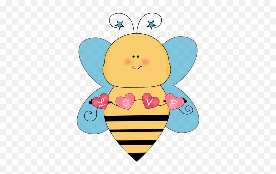 Blue Love Bee Clip Art - Love Bee Clipart Full Size Png Valentines Bee Clip Art,Bee Clipart Png