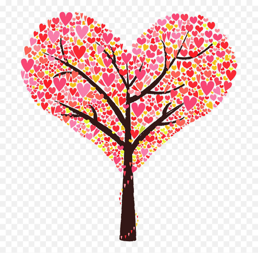 Tree With Heart Shaped Leaves In A Shape Clipart Free - Heart Flower Shape Clipart Png,Heart Shape Png