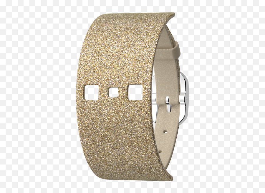 Leather Strap Single Wrap Cream Gold Glitter Silver Finish Buckle - Solid Png,Gold Glitter Transparent