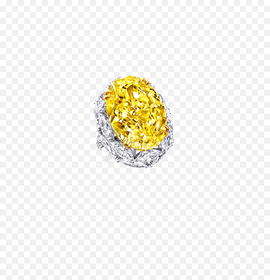 Oval Shape Yellow And White Diamond Ring - Graff Oval Yellow Diamond Ring Png,Yellow Diamond Png