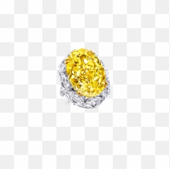 Oval Shape Yellow And White Diamond Ring - Graff Oval Yellow Diamond Ring Png,Yellow Diamond Png
