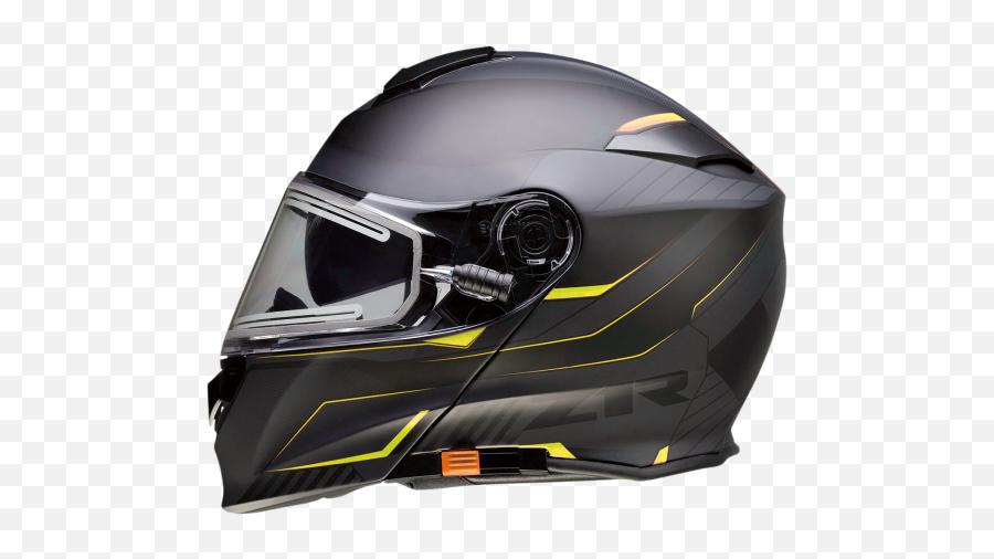 Z1r Solaris Modular Snow Helmet Scythe Graphic Hi Vis And Black Electric Shield - Motorcycle Helmet Png,Icon Hi Viz Jacket