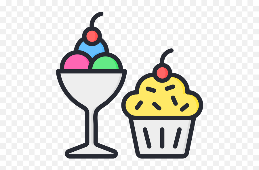 Free Desserts Icon Of Colored Outline Style - Available In Muffins Icon Png,Dessert Icon Png