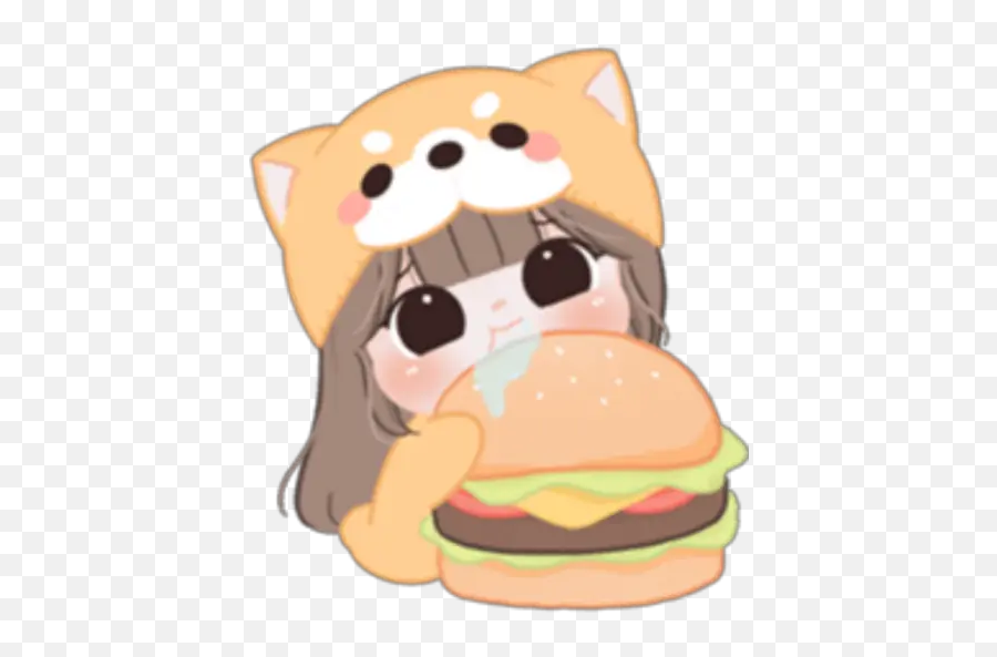 Sticker Maker - Cute Niña Shiba Hamburger Bun Png,Dva Rabbit Icon