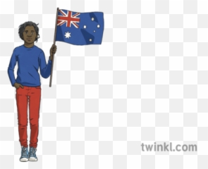 Girl And Australian Flag Ks2 Illustration - Twinkl png