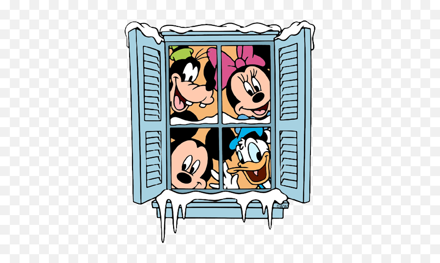 Download Winter Clipart Minnie - Mickey Mouse Looking Through A Window Png,Window Clipart Png
