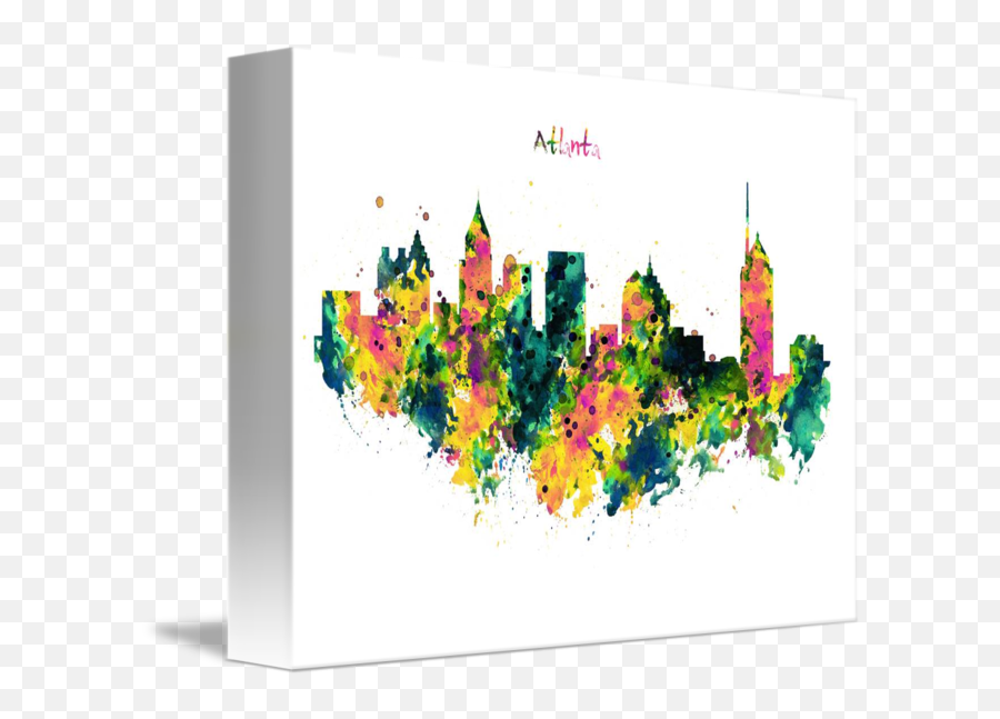 Atlanta Watercolor Skyline By Marian Voicu Art - Floral Design Png,Atlanta Skyline Png