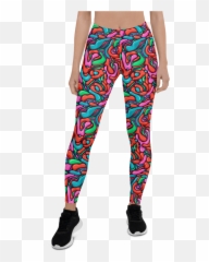 Best Liquid Marble Paint Texture Leggings - Neon Acid Splatter png