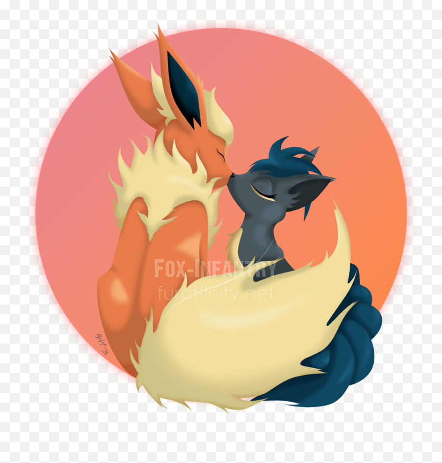 Flareon And Dark Vulpix By Fox - Infantry Fur Affinity Dot Flareon X Vulpix Png,Flareon Transparent