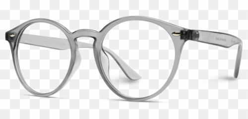 Joyce - Transparent Clear Colored Round Frame Glasses Grey png