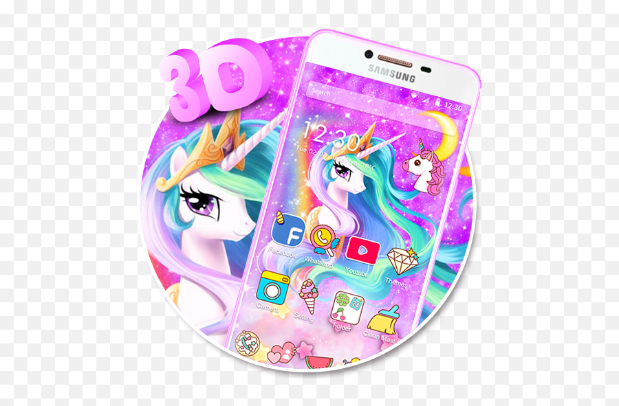 3d Lovely Colorful Unicorn Gravity Theme Apk 1110 - Unicorn Png,Youtube Icon 3d