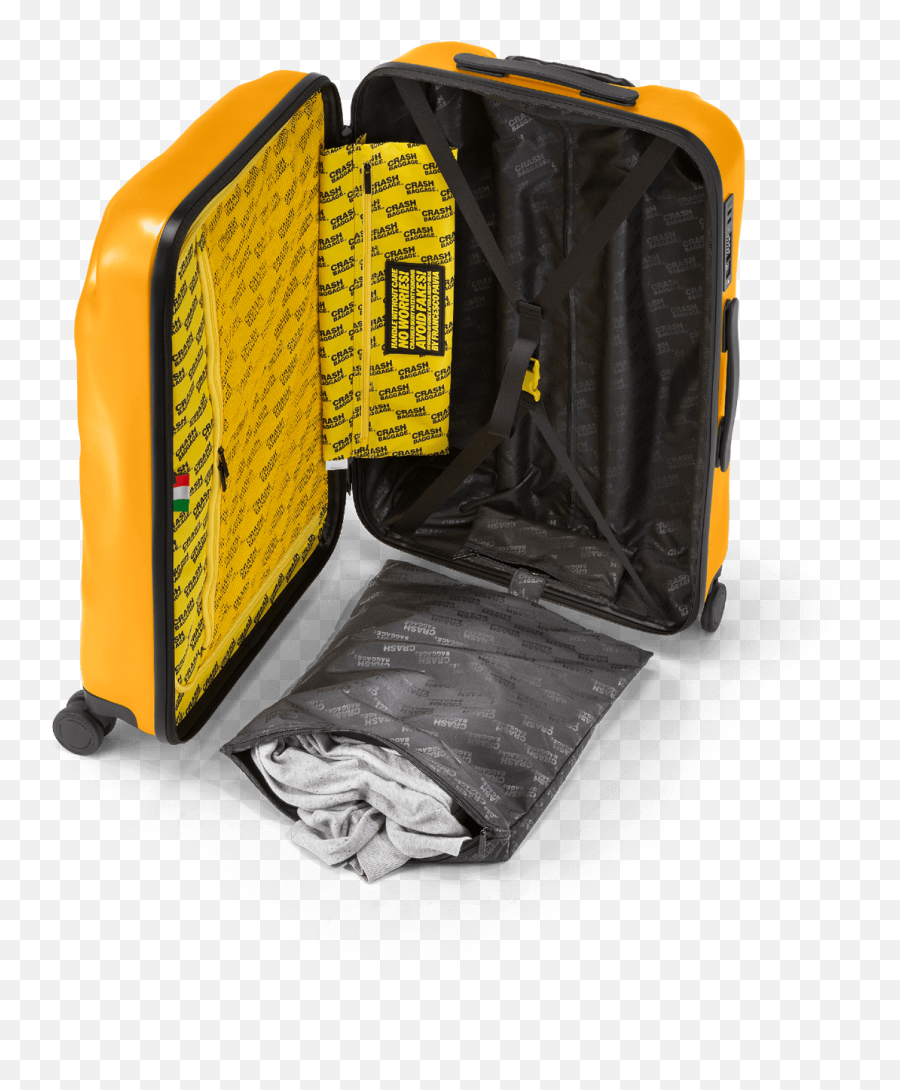 Icon Yellow Medium Suitcase - Inside Crash Baggage Png,Airport Luggage Polycarbonate Collection Icon Spinner