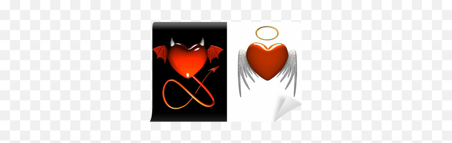 Wall Mural Red Heart - Devil And Red Heartangel With Wings Isolated Pixersus Corazon Con Alas De Angel Y Demonio Para Dibujar Png,Tracer Icon Tumblr