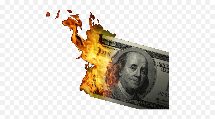 Burning Money Png - 100 Dollar Bill Burning Full Size Png Burning Money Gif Transparent,Hundred Dollar Bill Png