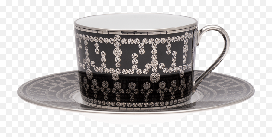 Tiara Tea Cup And Saucer Black Platinum - Saucer Png,Tea Cup Transparent