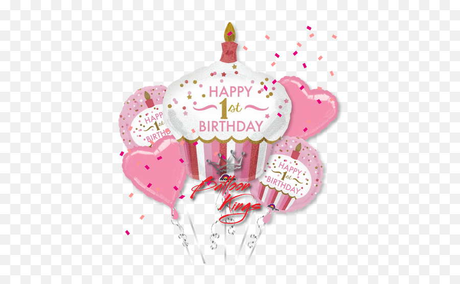 1st Birthday Girl Cupcake Bouquet - Happy 1st Birthday Girl Png,Birthday Girl Png