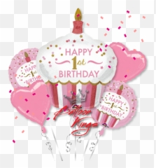 1st Birthday Girl Cupcake Bouquet - Happy 1st Birthday Girl Png,Birthday Girl Png