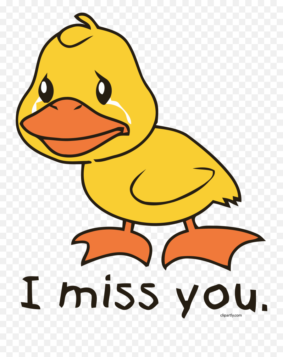 I Miss You Crying Yellow Duckling Duck Card Clipart Png - Missing You Coloring Pages For Kids,Ducks Png